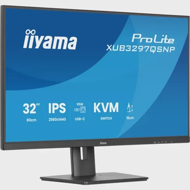 IIYAMA Monitor ProLite XUB3297QSNP-B1 32" IPS, WQHD, 100Hz, USB-C dock, KVM, RJ45, crni